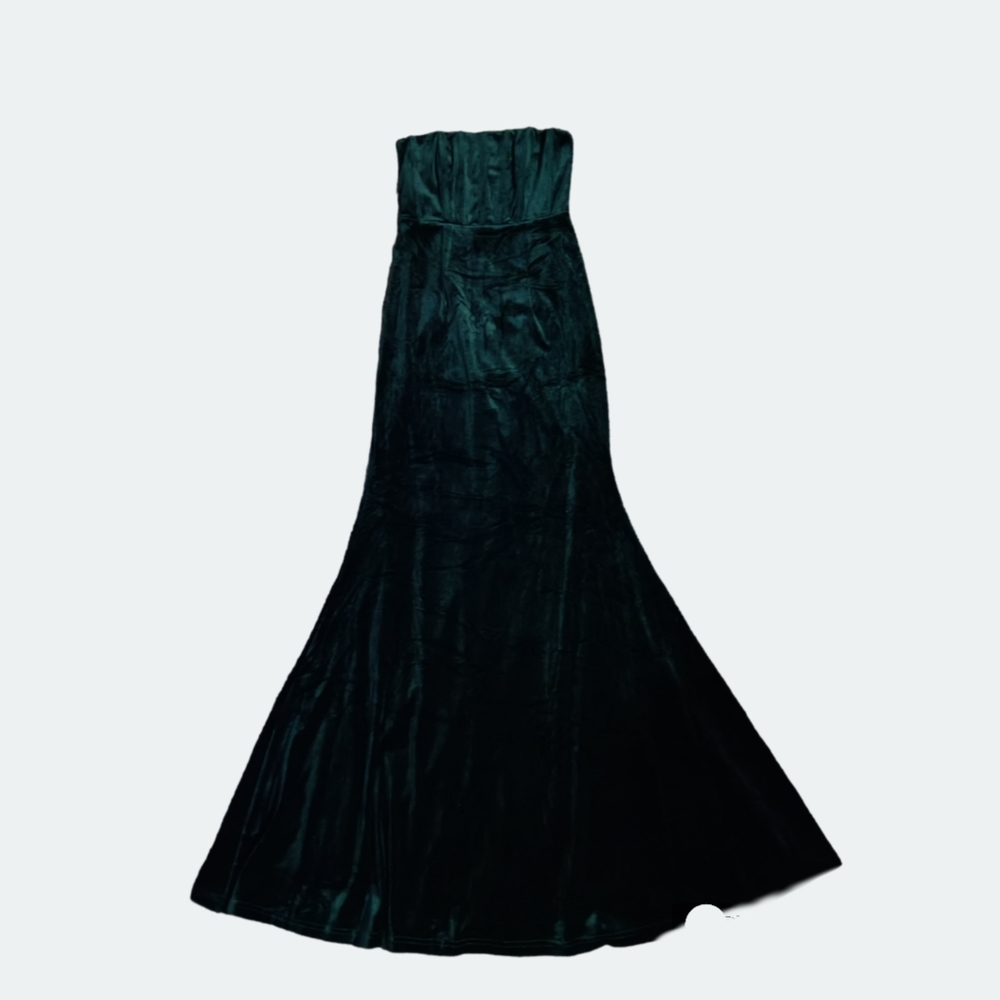 Lulu's Emerald Green Velvet Strapless Mermaid Dress size small
